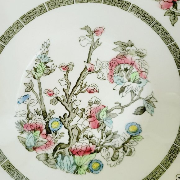 Vintage Johnson Bros Indian Tree 8" Round Serving Bowl Oriental Red Green Floral - Picture 3 of 10